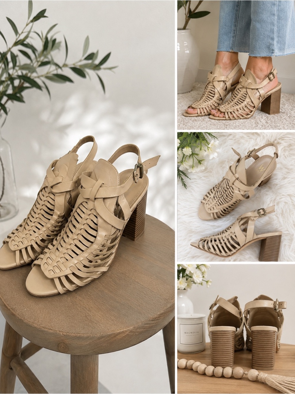 American Eagle Outfitters Beige Strappy Heels